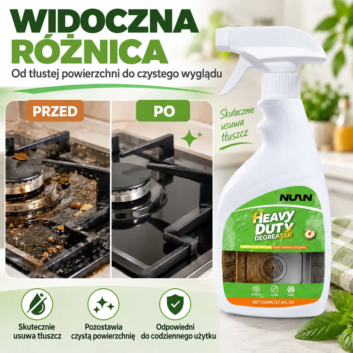 🔥Oferta ograniczona czasowo: produkt za pół ceny🔥! Nowy środek do usuwania tłustych plam (wersja 2026) – wystarczy jedno psiknięcie, by automatycznie rozpuścić zabrudzenia; bez konieczności szorowania.