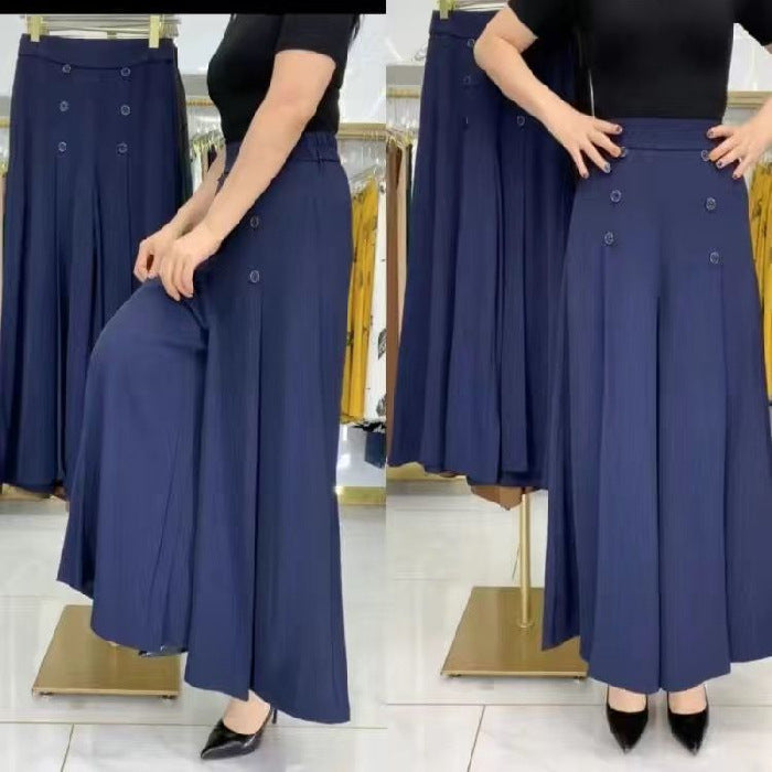 【🔥Hot Sale】💖【M-5XL】Modna ženska suknja širokih nogavica s visokim strukom na draperiju, prozračna, mekana i udobna, nezaobilazan dio vaše ljetne garderobe