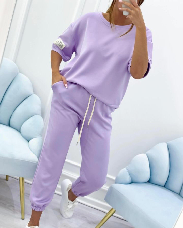 🔥【Zniżka ograniczona czasowo】【S-5XL】✨ Damski zestaw casualowy z jednolitym topem i spodniami