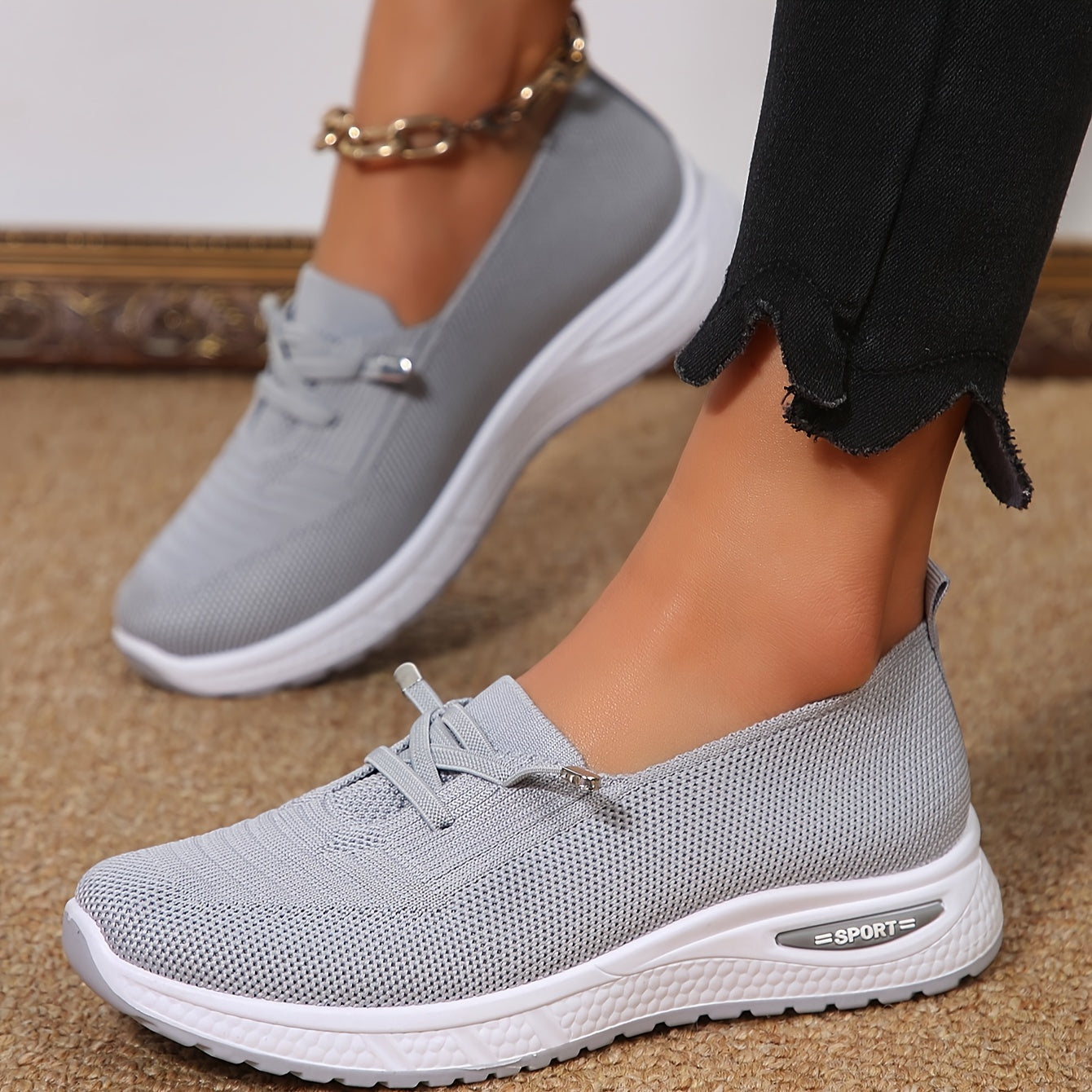 【36-41】Zapatos deportivos de mujer, zapatos planos, zapatos de mamá, zapatos de lona sin cordones
