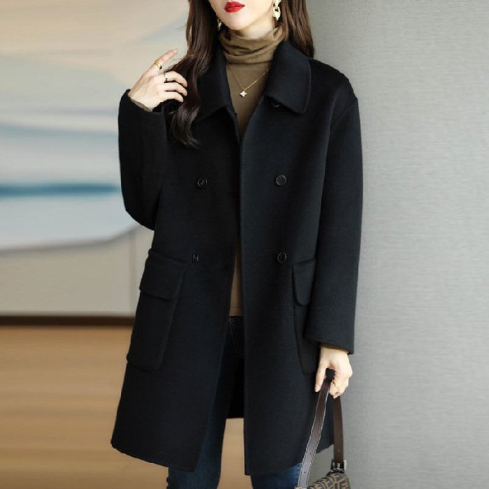 🌈⛄2025 primavera y otoño nuevo otoño e invierno abrigo de lana de longitud media de alta calidad color café, ✅Adecuado para usar en varias temporadas, ✅Delgado y elegante