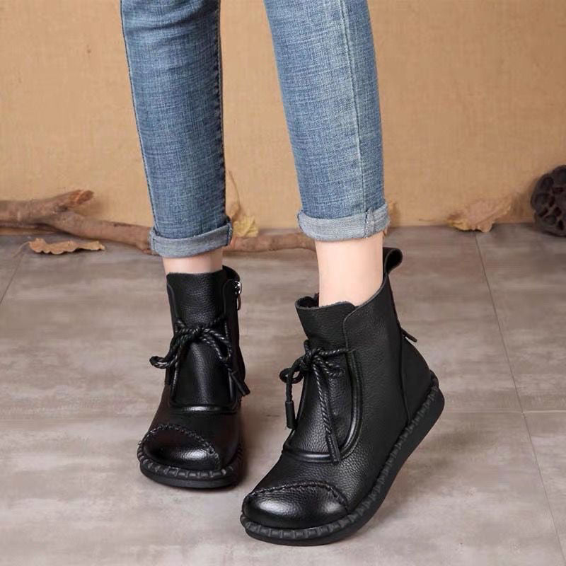 🌷Nowości z wczesnej jesieni 2025 w przedsprzedaży 🎉🌟【35-40】👢Klasyczne, damskie, retro, modne, krótkie, skórzane buty z miękką podeszwą i bocznym zamkiem błyskawicznym