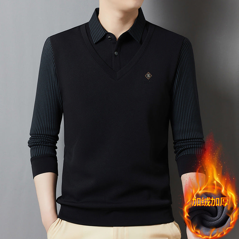 đ„Venta caliente đ„đ nuevo estilo suĂ©ter de punto para hombres de mediana edad camisa polo de moda con solapa superiorăM-4XLă