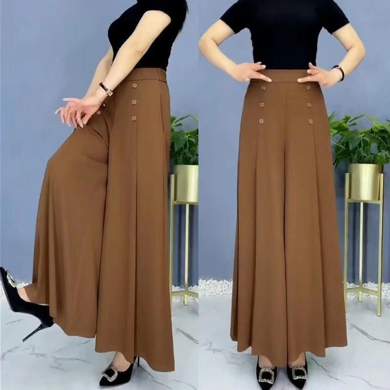 【🔥Hot Sale】💖【M-5XL】Modna ženska suknja širokih nogavica s visokim strukom na draperiju, prozračna, mekana i udobna, nezaobilazan dio vaše ljetne garderobe