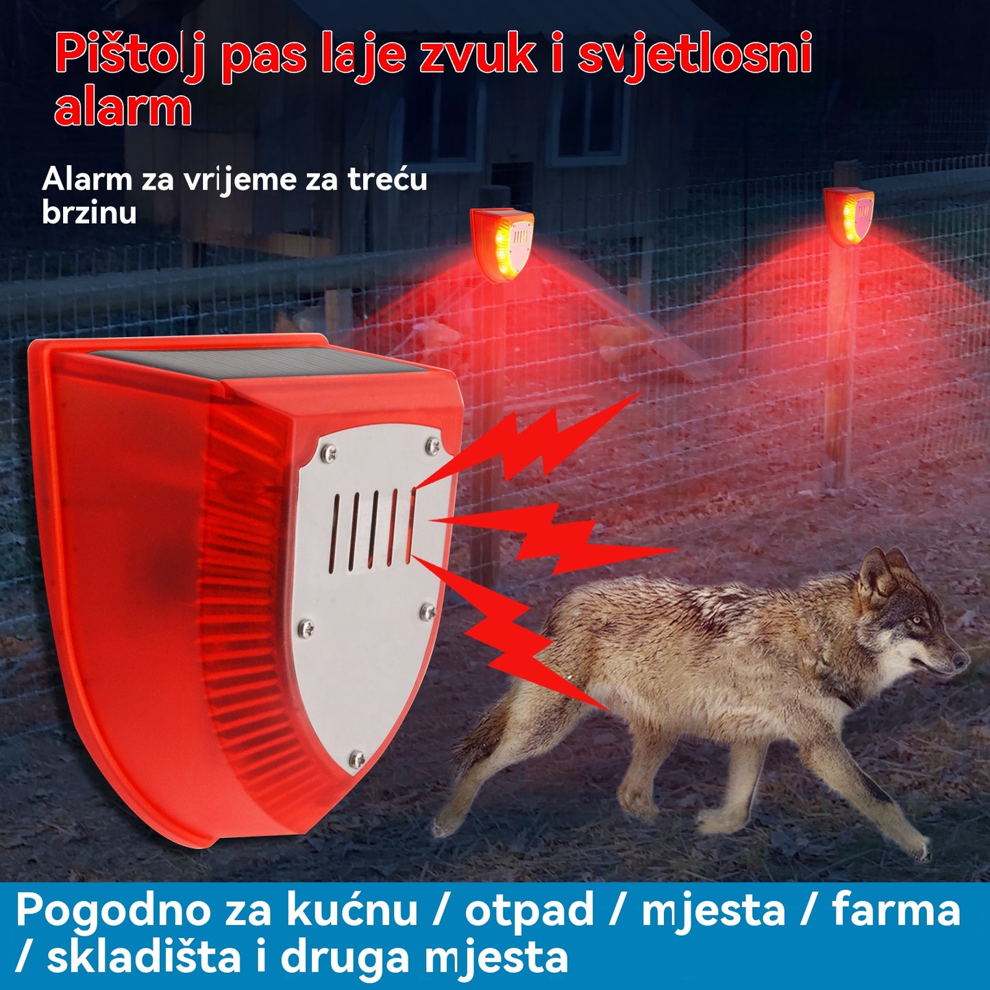 đ„VruÄa rasprodajađ„Solarni zvuÄni i svjetlosni alarm za odbijanje ptica, crveno svjetlo bljeska za odbijanje ĆŸivotinja, pogodno za poljoprivredno zemljiĆĄte, dvoriĆĄte, voÄnjak