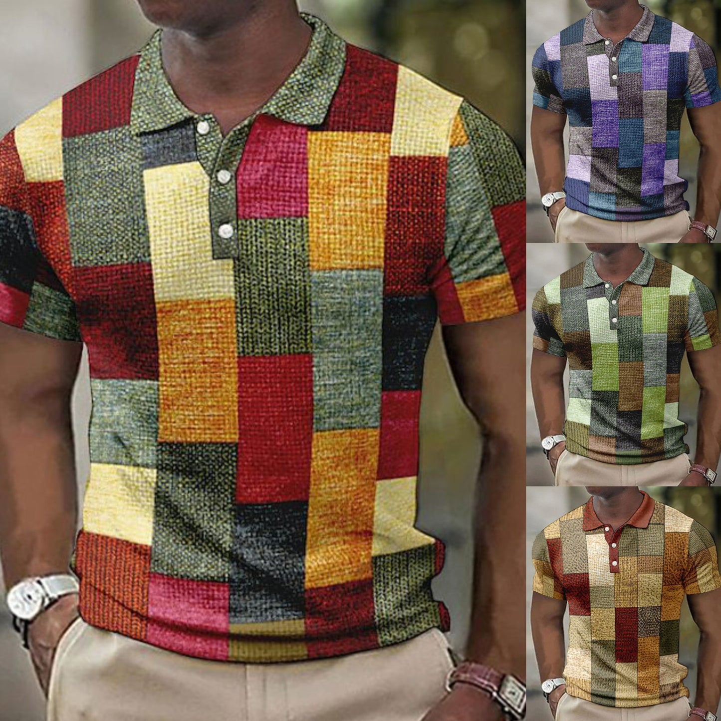 đ„ăArtĂculos para el hogarăđăS-5XLăCamisa POLO informal con estampado geomĂ©trico para hombre 2025, sĂșper fĂĄcil de usar
