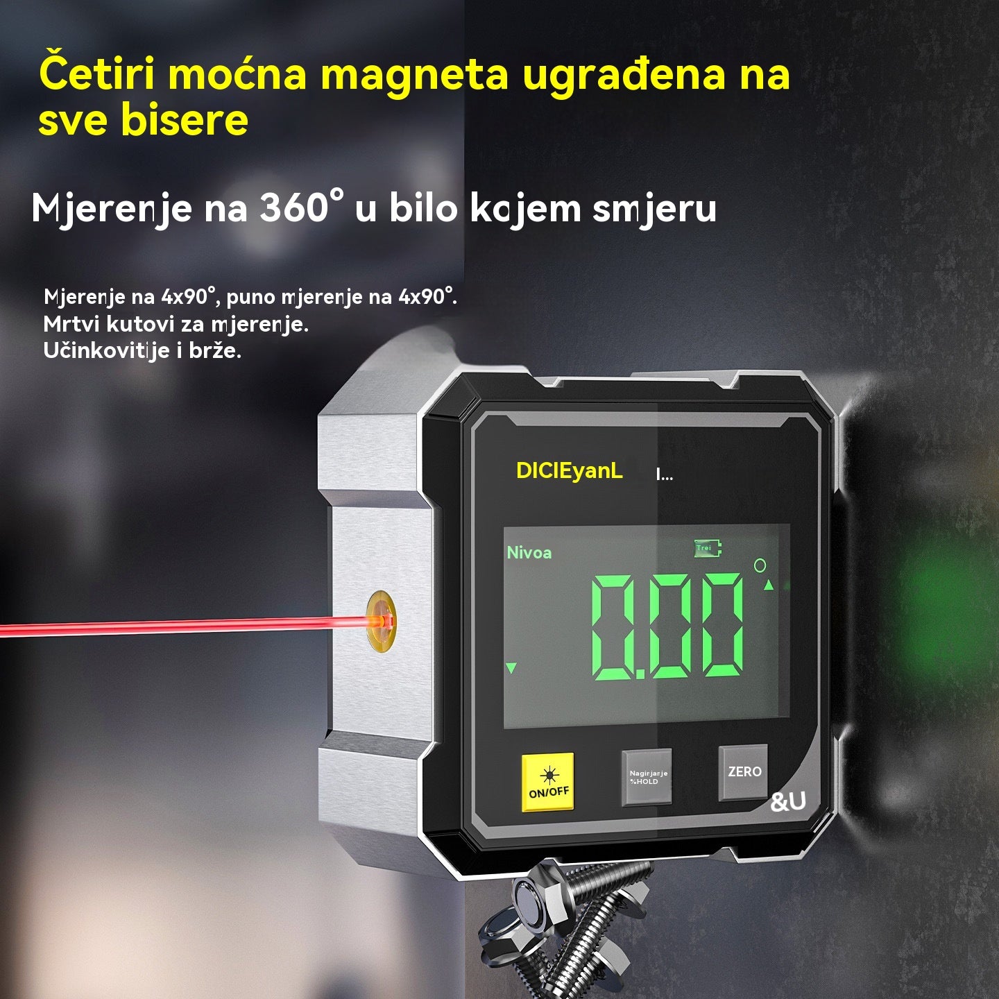 【📢📢Najniža cijena na ograničeno vrijeme!!! 💥】Četverostrani magnetski, dvostrani elektronički laserski libel
