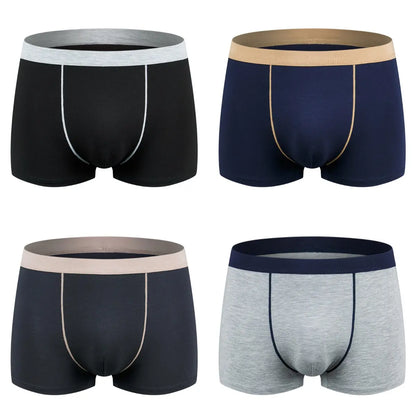 【Zestaw 4 sztuk】 【XL–9XL】 Wygodne męskie bokserki — Materiał z czystej bawełny; przewiewny, elastyczny i miękki w dotyku. 【45 kg–150 kg】