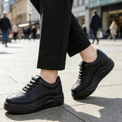 【36-41】Nowe damskie buty skórzane z miękką podeszwą – wygodne, antypoślizgowe, z grubą podeszwą, idealne do pracy i na co dzień dla mam