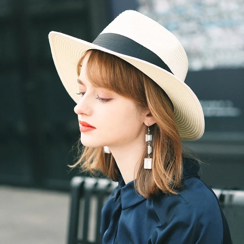 👒【56-58cm】Sombrero de palma tejido a mano ecuatoriano con protección solar de verano para hombres y mujeres.