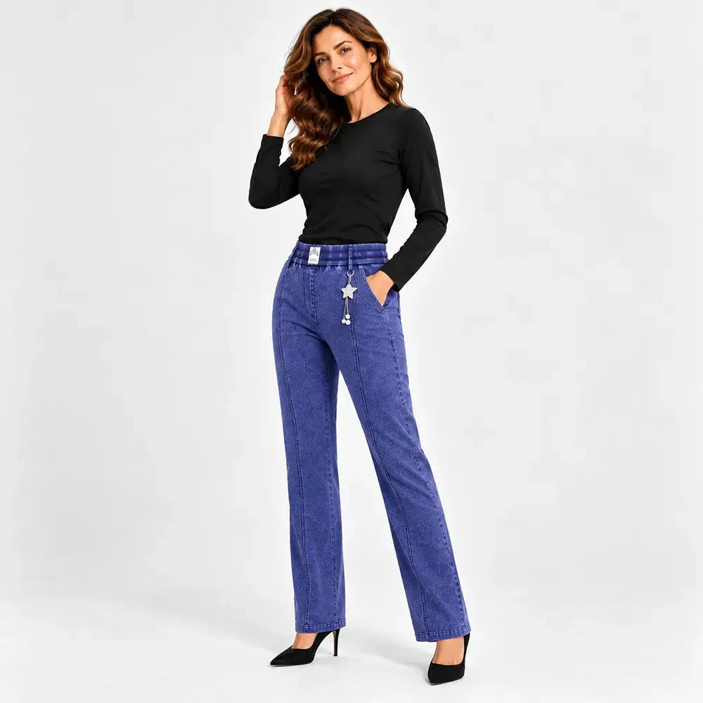 🔥👖【M-4XL】Dámske strečové džínsy s vysokým pásom - štýlové a ležérne