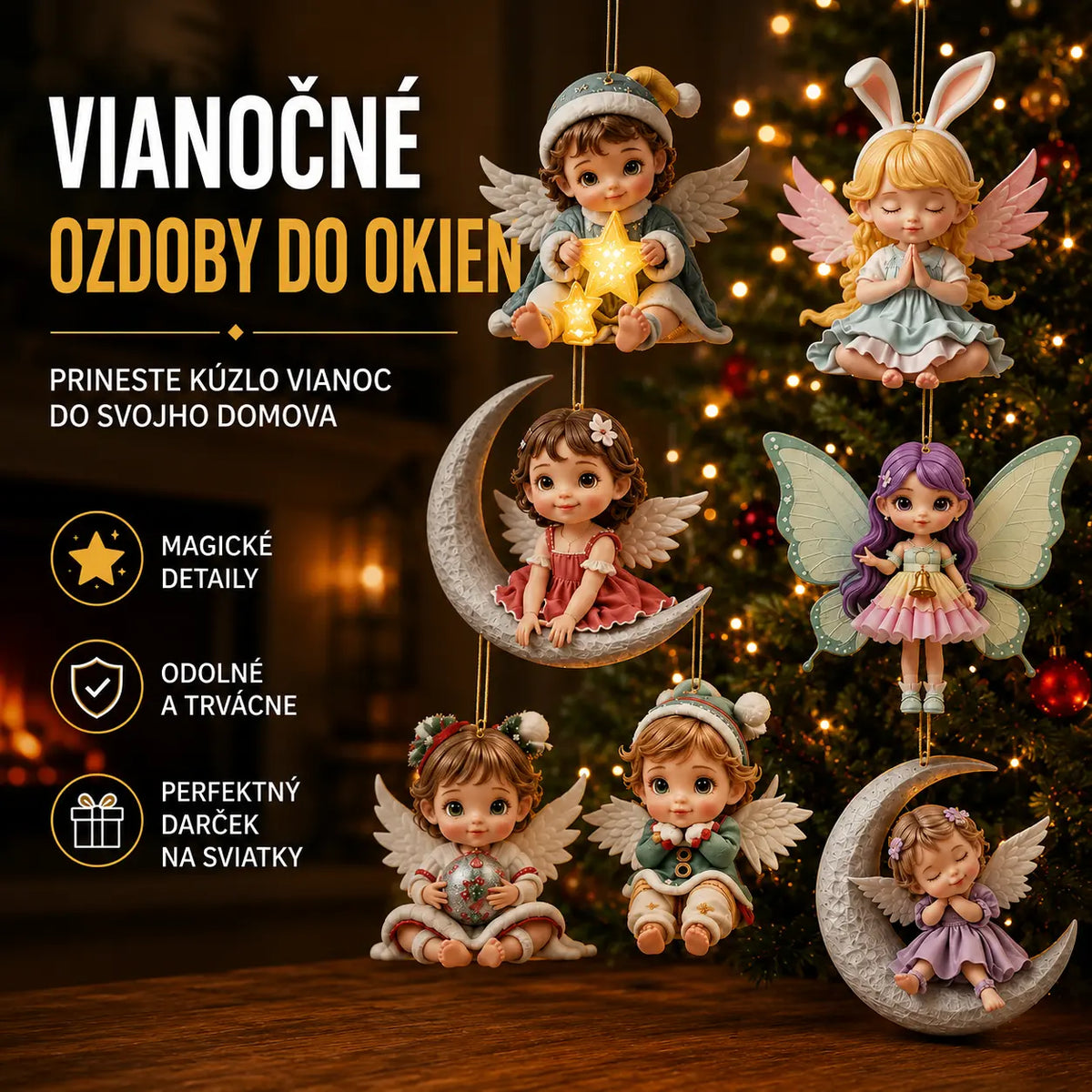 【10/20 kusov】Drevený anjelik - vianočná dekorácia do domácnosti