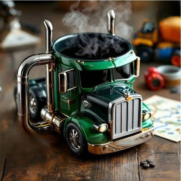 🚛Ručne vyrobený hrnček na kávu s kamiónom