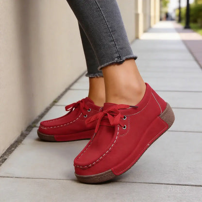 🔥【DESCUENTO DEL 45 %】Nuevas zapatillas de cuero con cordones para el tiempo libre del año 2026.