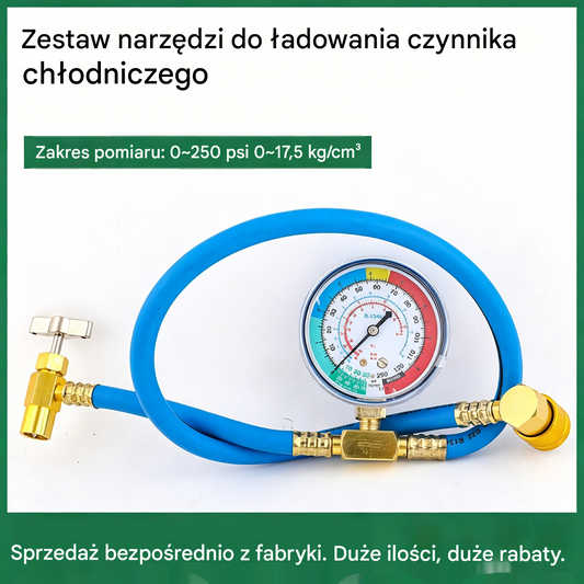 🔧❄️ Napełnianie czynnikiem chłodniczym R134a w klimatyzacji z manometrem – szczelne, łatwe do odczytania, odpowiednie do klimatyzacji samochodowej, ciężarowej lub domowej – bezpieczne samodzielne napełnianie 🚗