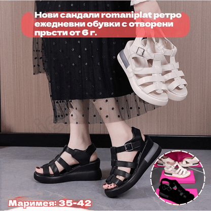 🔥【Плащане при доставка】【35-42】😍2026 Нови сандали Римски обувки Плоски Ретро Ежедневни Отворени Върхове