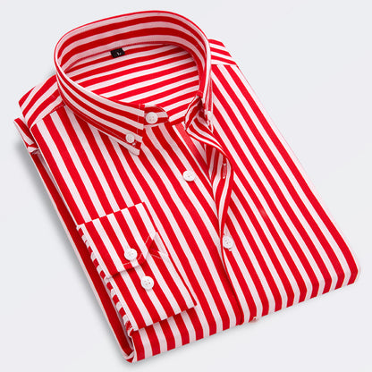 🔥50% отстъпка👕【M-5XL】Мъжка бизнес риза с дълъг ръкав на райета 2026