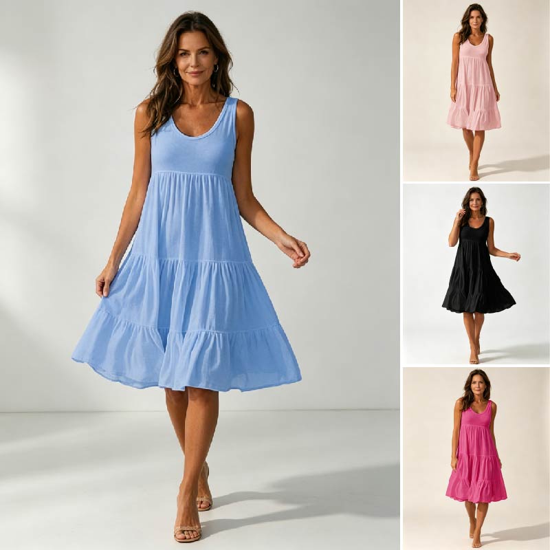 👗 【S-5XL】 Prosta sukienka w jednolitym kolorze ✅️Płatność przy odbiorze