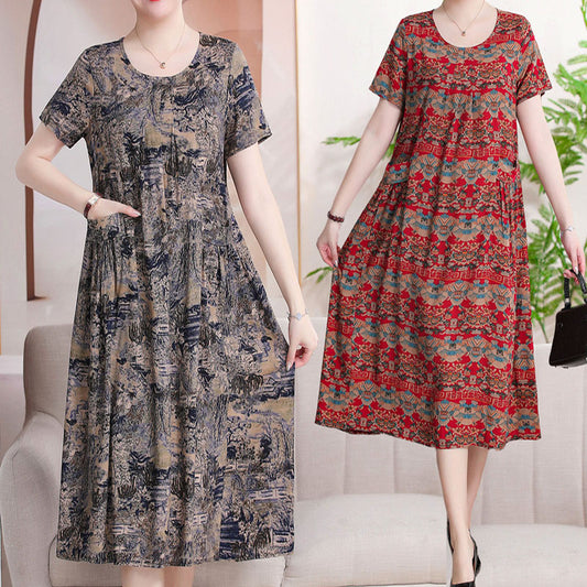 👗【XL-6XL】Modna luźna sukienka w kwiaty plus size