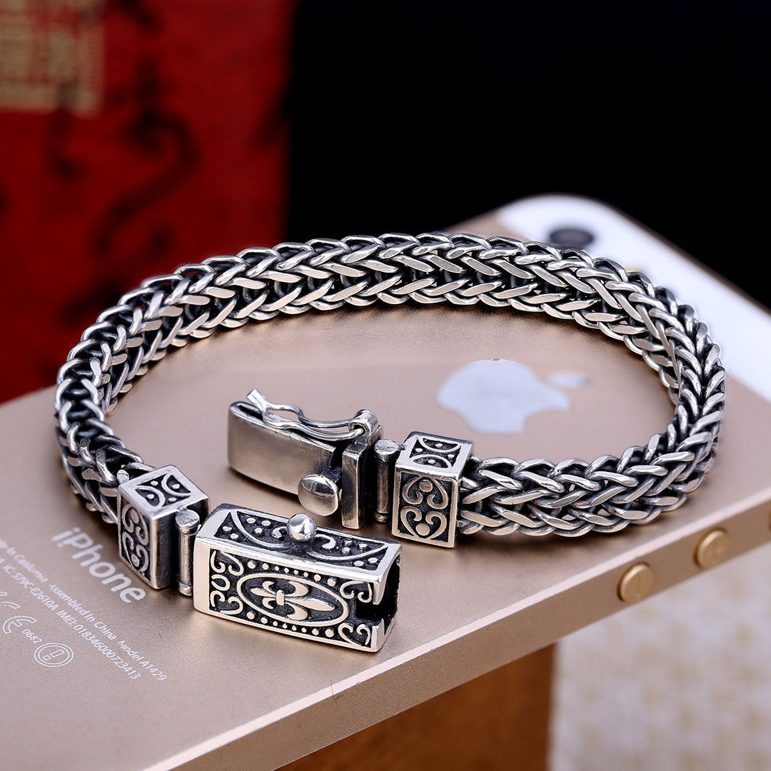 🔥💥2025 moda original retro tailandesa trenzada ancha y gruesa pulsera de tendencia retro dominante