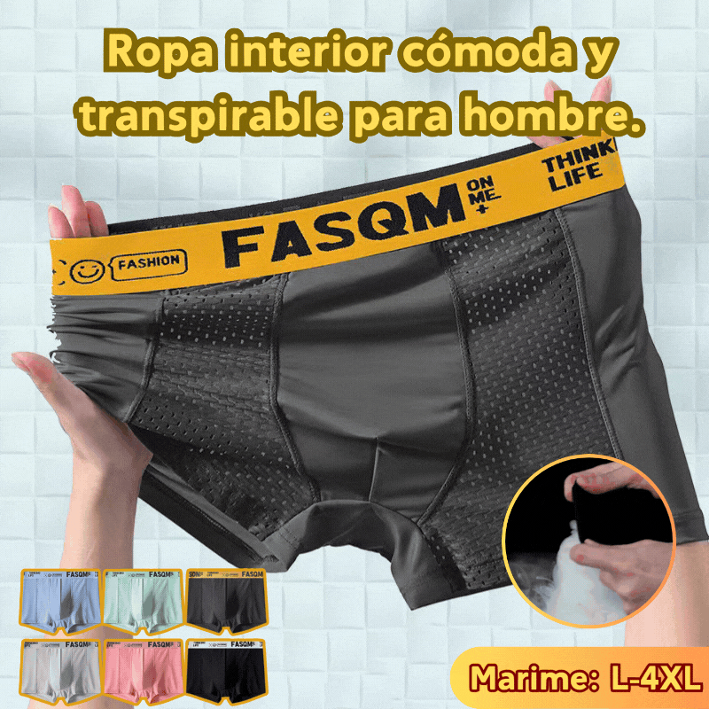 🔥【L-4XL】Calzoncillos bóxer de malla transpirable de seda helada para hombre 【6 unidades por 32 euros】