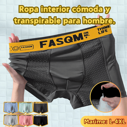 🔥【L-4XL】Calzoncillos bóxer de malla transpirable de seda helada para hombre 【6 unidades por 32 euros】