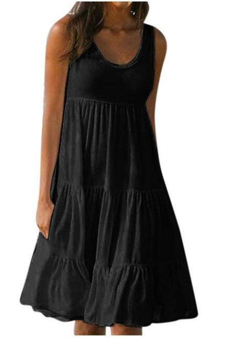 👗 【S-5XL】 Prosta sukienka w jednolitym kolorze ✅️Płatność przy odbiorze