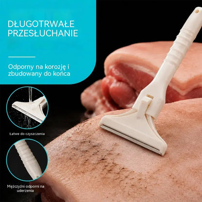 Profesjonalny nóż do czyszczenia sierści, kopyt i skóry świńskiej – niezwykle ostry nóż ze stali nierdzewnej, z klipsem i szybką wymianą ostrza (zestaw 2 uchwytów + 20 ostrzy) 🔪🐖✨