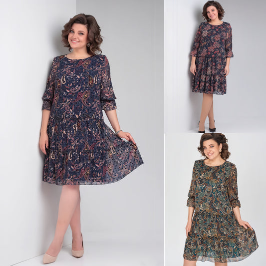【🥇🥇Бестселър в България】👗【S-5XL】 Нова елегантна рокля с щампа за пролет и есен 2025