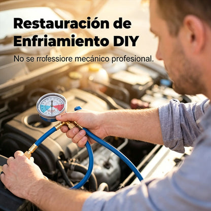 🔧❄️ Manguera de recarga de refrigerante AC R134a con manómetro – Antifugas, fácil de leer y compatible con coches, camiones o aire acondicionado doméstico – Recarga DIY segura 🚗👍
