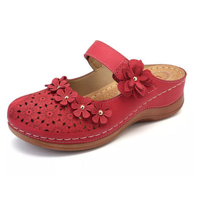 👡【35-43】🙎 Nowe kwiatowe buty jaskiniowe damskie retro płaskie okrągłe palce swobodne kapcie