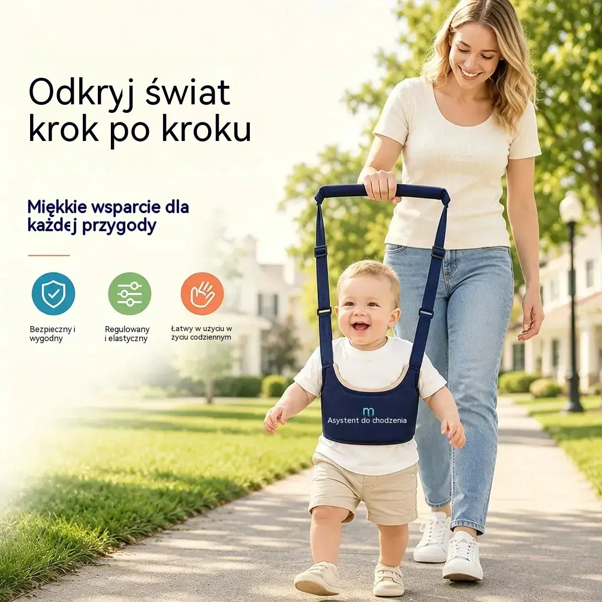 1 sztuka 99 zł  👶🍼 Szelki do chodzenia dla niemowląt | Smycz 2 w 1 dla niemowląt, wygodna, oddychająca i zabezpieczająca przed upadkiem