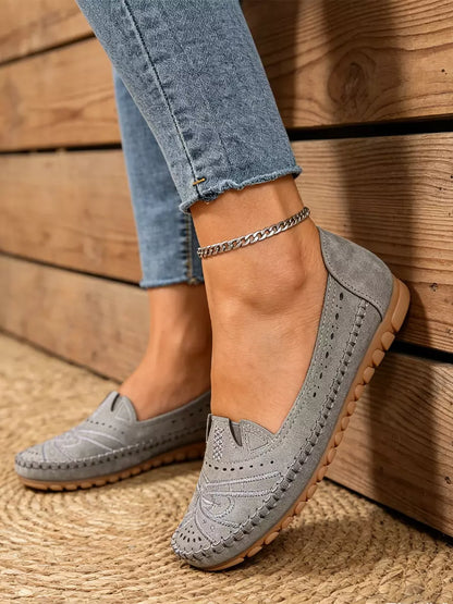 😍【36-43】Perforowane baleriny w stylu retro | Miękka podeszwa, codzienny komfort | Wsuwane, duże rozmiary