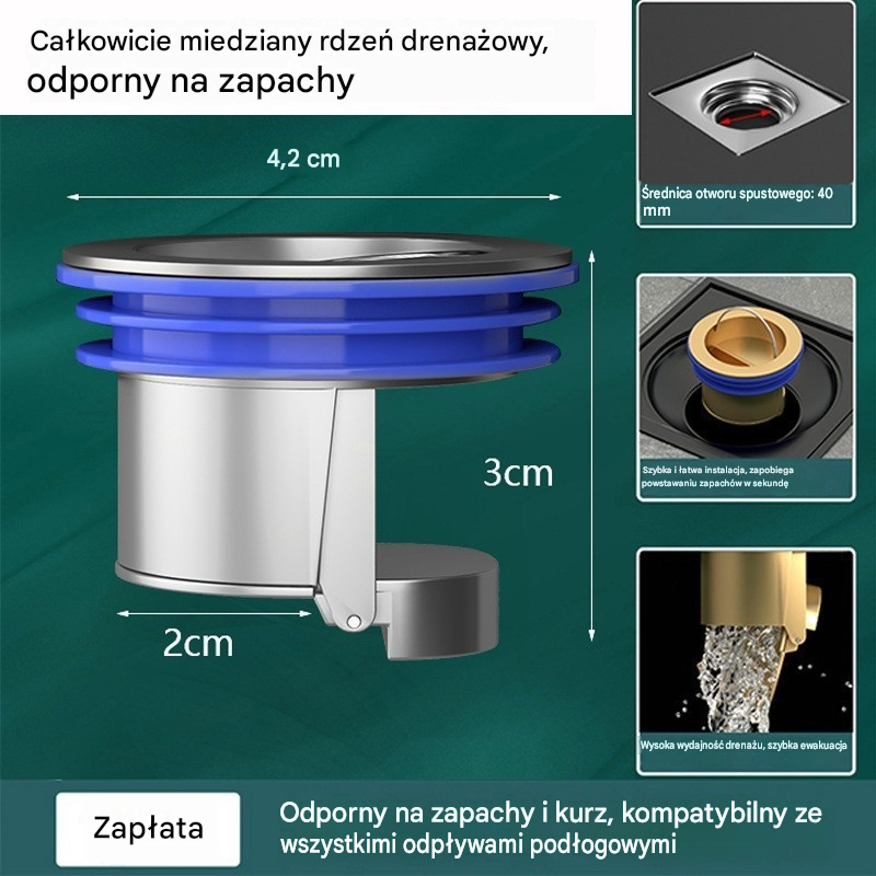🔥Kup 1, a 1 dostaniesz GRATIS!🔥 Uniwersalny mosiężny odpływ podłogowy z rdzeniem neutralizującym zapachy 🚿✨
