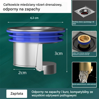 🔥Kup 1, a 1 dostaniesz GRATIS!🔥 Uniwersalny mosiężny odpływ podłogowy z rdzeniem neutralizującym zapachy 🚿✨