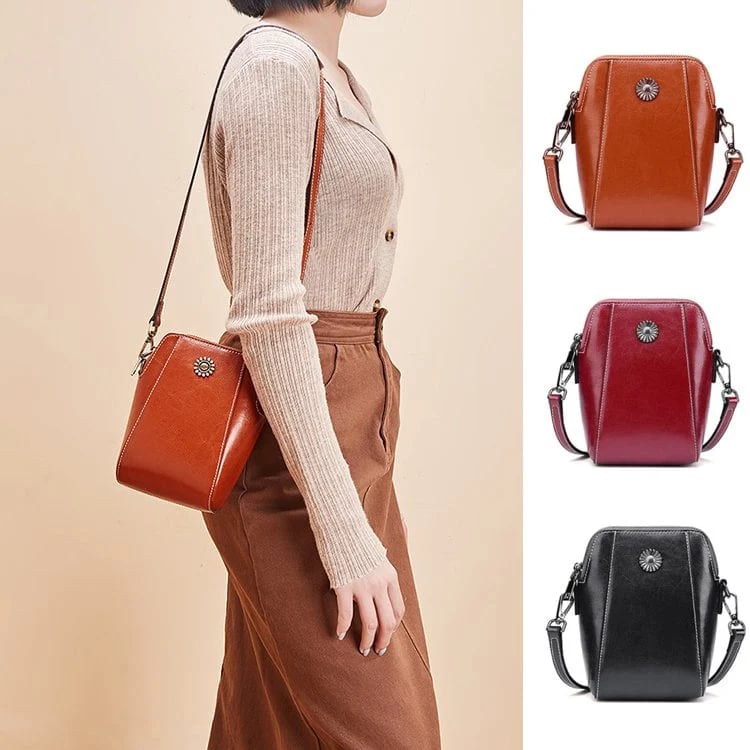 💟👜Bolso bandolera mini vertical de cuero suave para teléfono móvil de moda para mujer（se venden como pan caliente）