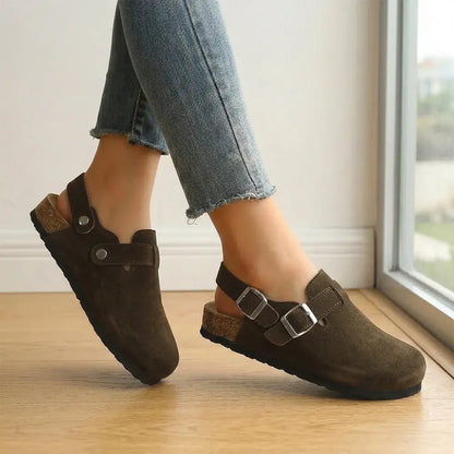 👟【35-45】Sandały typu mule na platformie w dużych rozmiarach – wsuwane, zapinane na klamrę – wygodne, szerokie, damskie buty
