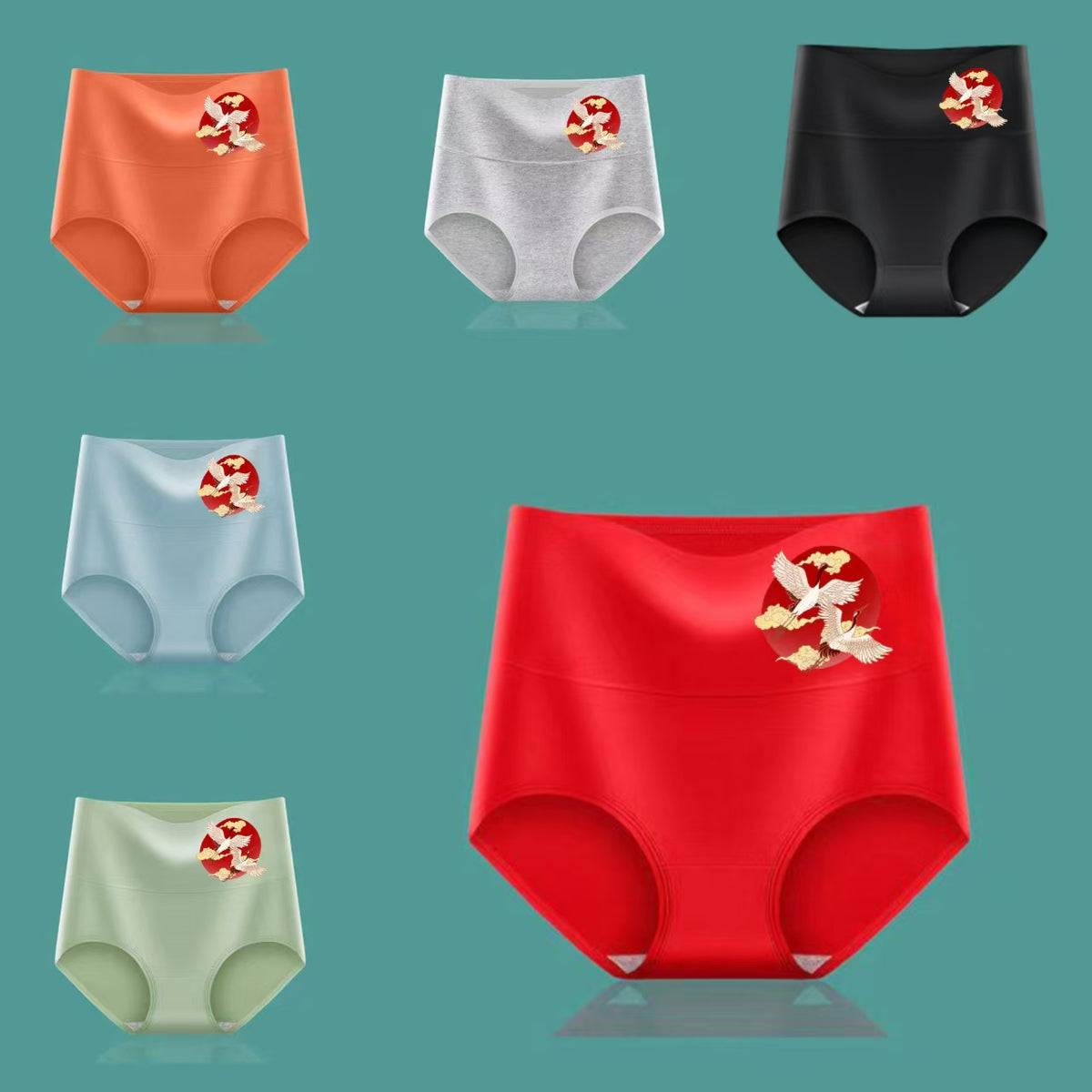 💖【Zestaw 6 sztuk】Bawełniane majtki premium z wysokim stanem i efektem push-up ✨️ (Pasują na wagę 40–100 kg) 🔥