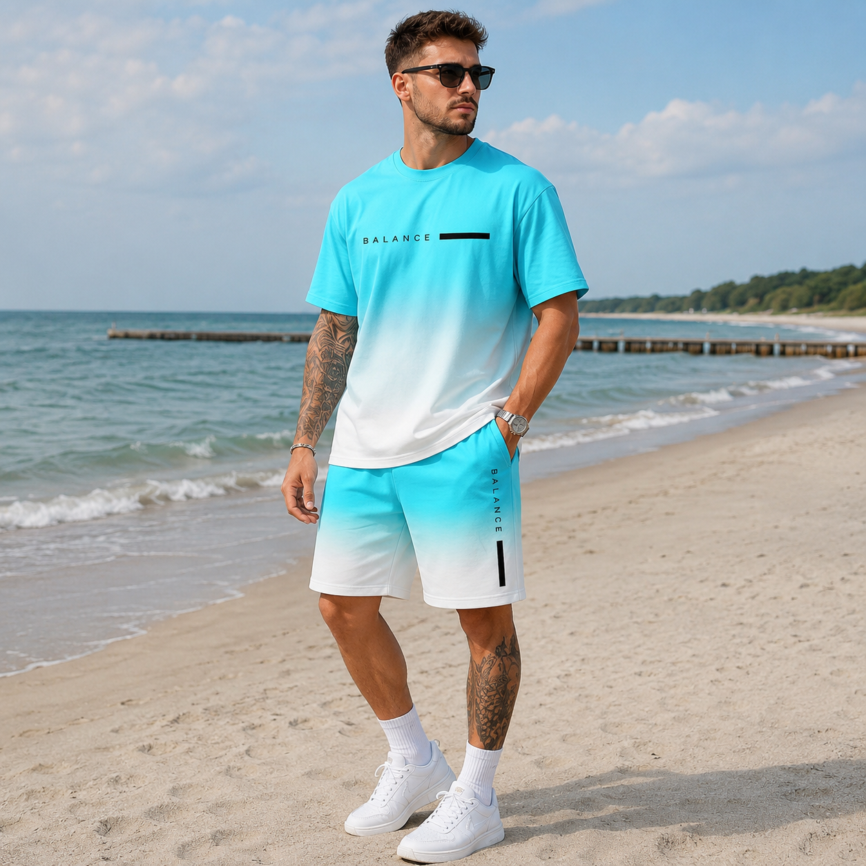 【S-5XL】Letni, oddychający, swobodny męski garnitur na plażę，Sucha tkanina zapewnia chłód