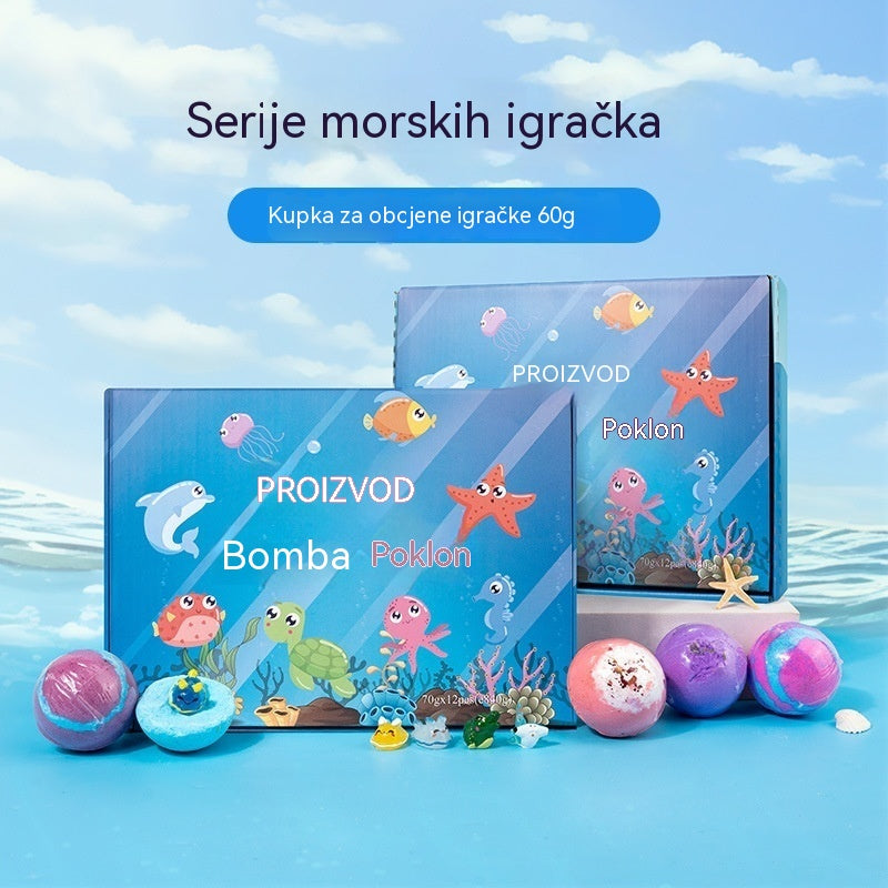 【12 komada 34 eura】Set od 12 kuglica soli za kupanje u obliku morskih životinja (60 g svaka) za djecu.