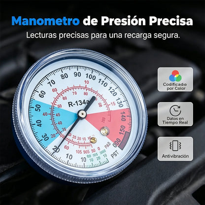 🔧❄️ Manguera de recarga de refrigerante AC R134a con manómetro – Antifugas, fácil de leer y compatible con coches, camiones o aire acondicionado doméstico – Recarga DIY segura 🚗👍