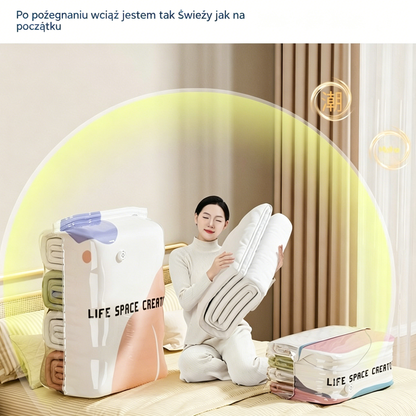 👕📦【Zestaw 5 sztuk!20 zł / sztuka】Worki próżniowe do kompresji ubrań, nie wymagają pompki | Dwuwarstwowy pasek uszczelniający o pogrubionej konstrukcji zapobiegający pękaniu i przeciekaniu.