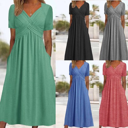 💛🔥【Ljetni popust 50%】【S-5XL】Nova pamučna ležerna midi haljina