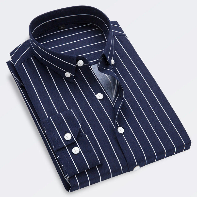 🔥50% отстъпка👕【M-5XL】Мъжка бизнес риза с дълъг ръкав на райета 2026