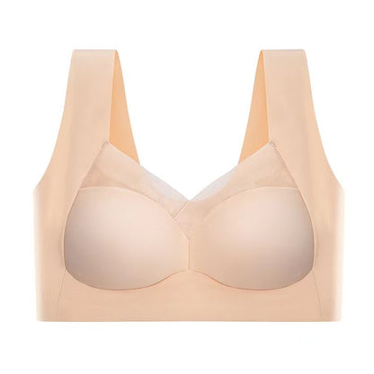 【50% zniżki】Biustonosz push-up z lodowego jedwabiu bez fiszbin, duży rozmiar