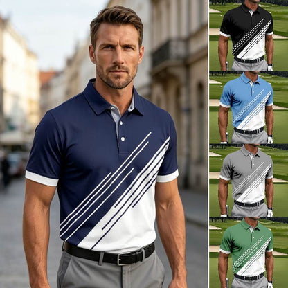 🔥【2 za 149 zł.】👔【S-5XL】Nowa letnia męska koszulka POLO w paski z nadrukiem 3D