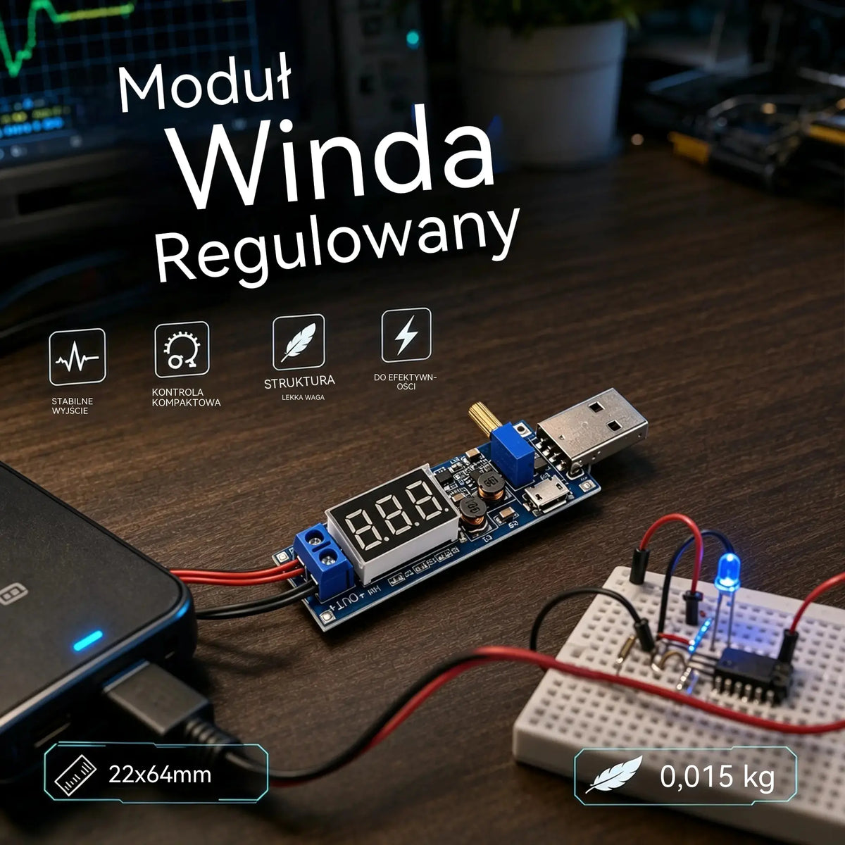 🔌【Interfejs Micro USB + interfejs typu C】💻 Regulowany moduł zasilania USB – 5 V wielowyjściowy regulator napięcia (3,3–24 V) | Zasilacz stacjonarny do wszystkich typów urządzeń 🔋