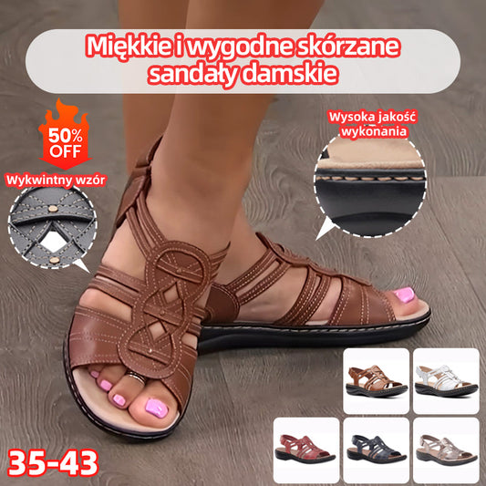 💥Gorące rekomendacje z Polski💥👡【35-43】2025 Miękkie i wygodne skórzane sandały damskie👍💥Miękki i wygodny, o dobrym temperamencie💥