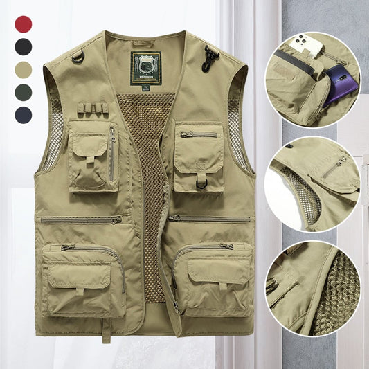 🔥【🏆 Najlepiej sprzedające się produkty】🔥💥【S-5XL】Kamizelka z wieloma kieszeniami przeznaczona do letniej odzieży do pracy na świeżym powietrzu💥