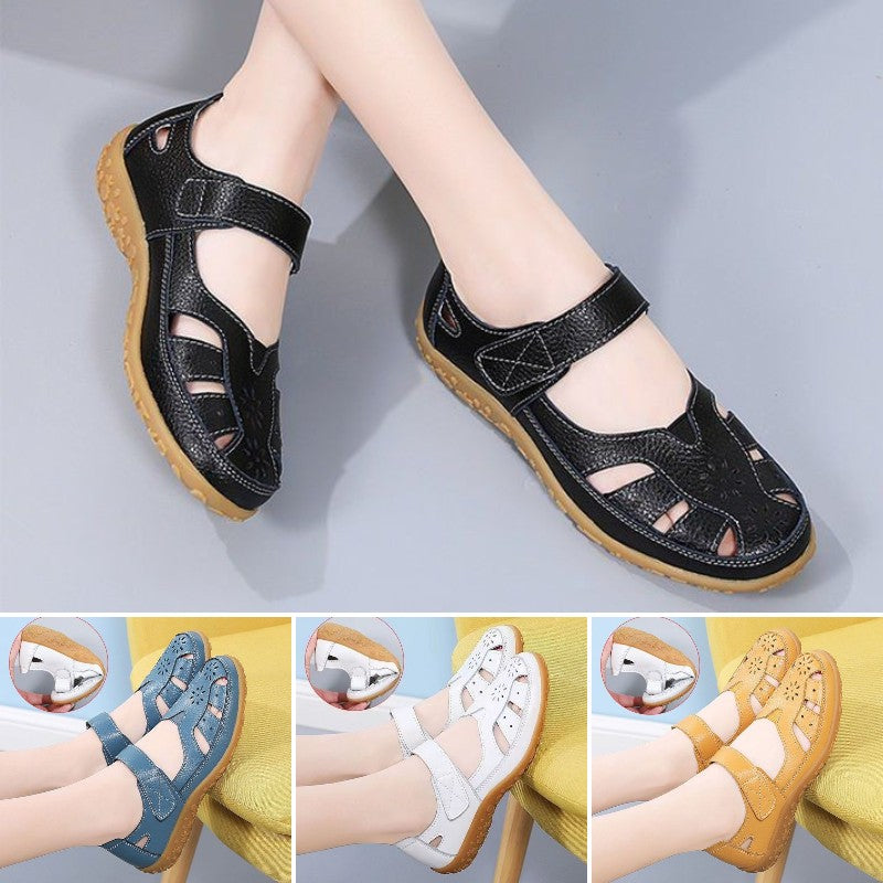 👡【Zniżka ograniczona czasowo】【36-42】🔥Eleganckie i wygodne płaskie sandały ortopedyczne dla kobiet, wykonane z miękkiej skóry naturalnej, wygodne i oddychające.